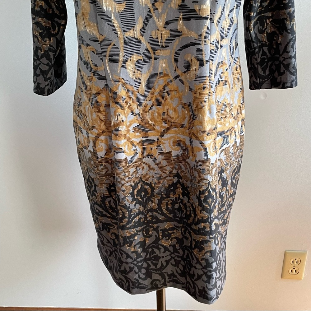 Rabbit Rabbit Rabbit Long Sleeve Dress - Gray and Gold - Picture 2 of 8